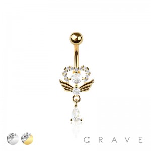 316L SURGICAL STEEL WING HEART TEARDROP DANGLE BELLY BUTTON NAVEL RING 